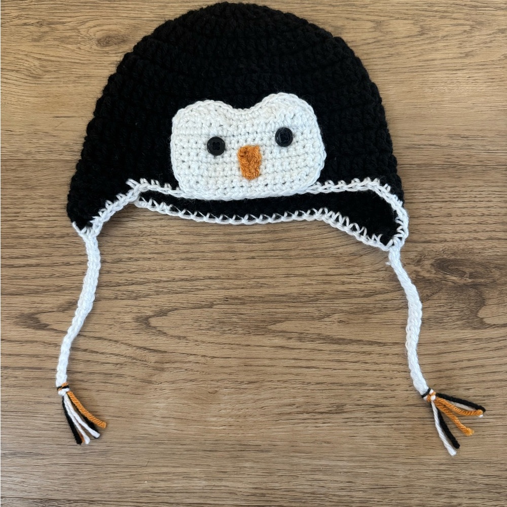 Penguin Crochet Hat with Ear Flaps